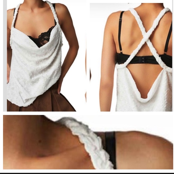 FREE PEOPLE MYKONOS BRAIDED SLEEVELESS  TOP WHITE XS SMALL - Picture 2 of 6